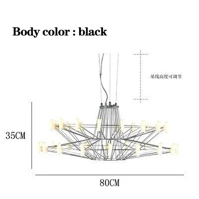 Lámpara de araña redonda LED de lujo DecorBites™ con alambre de hierro para sala de estar y comedor