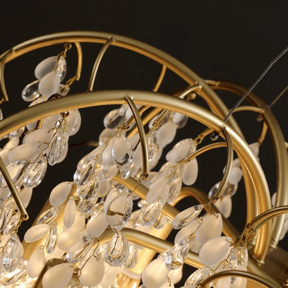 DecorBites™ Crystal Led Chandelier Golden Luxury Living Room Ceiling Lamp