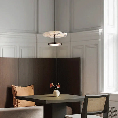 Black Natural Stone Round Pendant Light