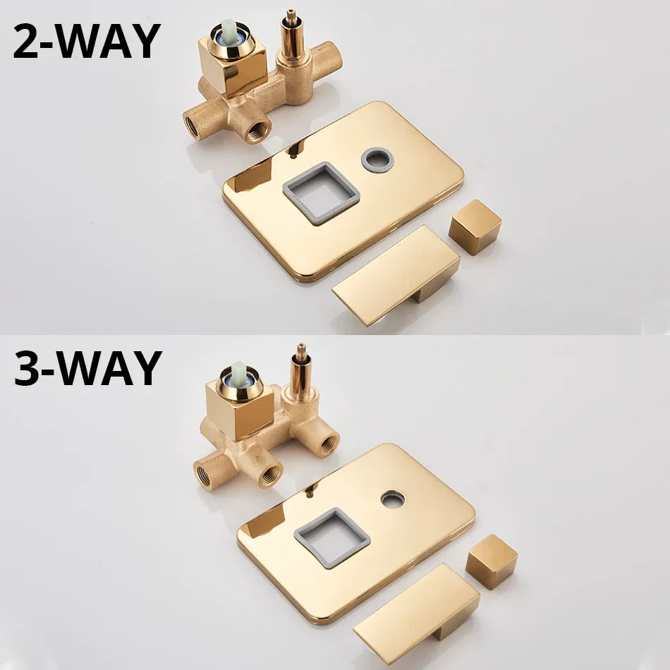 DecorBites™ Gold Rain Shower Faucet Wall Mounted Bathtub Mixer Tap Set