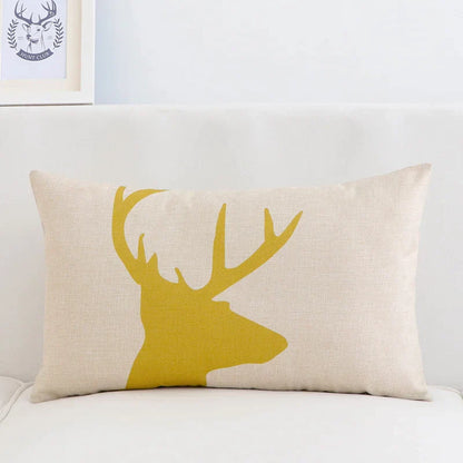 غطاء وسادة قطني من الكتان بتصميم هندسي على شكل غزال من DecorBites™، مقاس 30×50 سم، ديكور منزلي عصري من الشمال الأوروبي