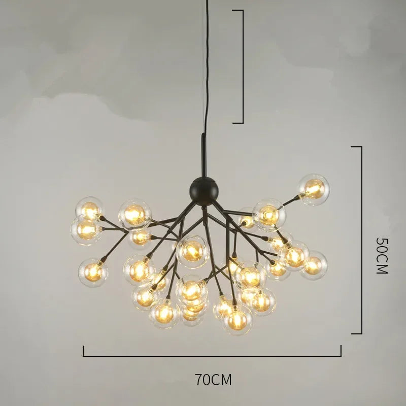 Lámpara de araña redonda de cristal Heracleum Firefly de DecorBites™ - Iluminación de lujo para escaleras y comedor