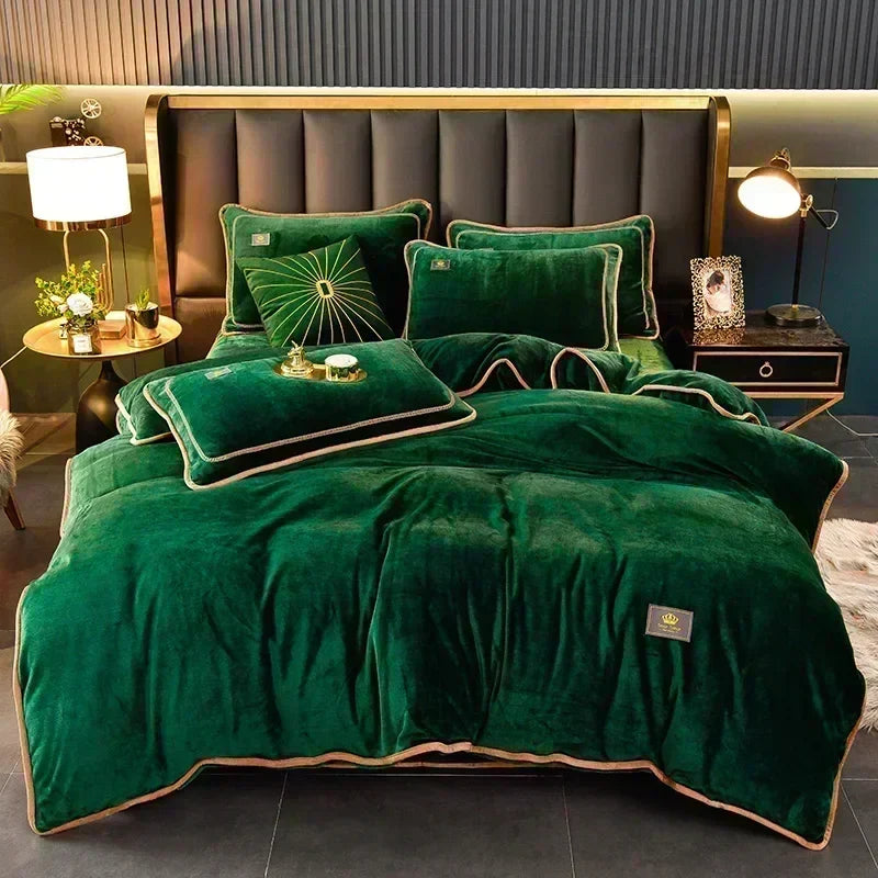 Decobites Plush Milk Velvet King Bedding Set for Winter Warmth