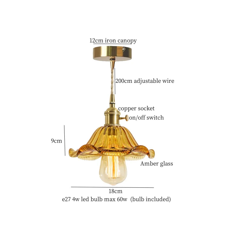 DecorBites™ Green Glass LED Pendant Light Fixture - Modern Nordic Hanging Lamp