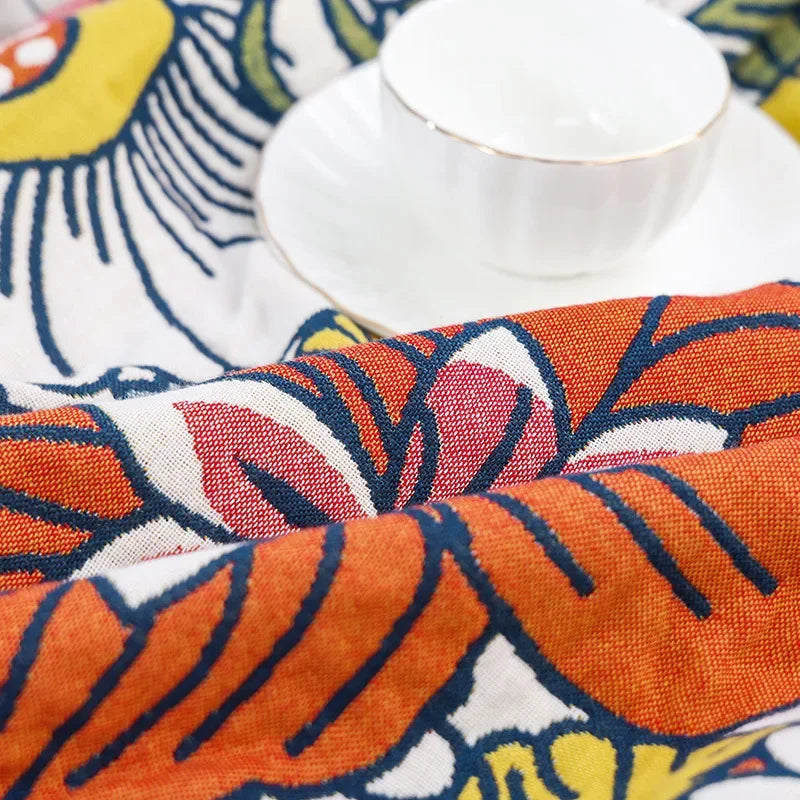 منشفة حمام ديكوربايتس™ شاش مزينة بنقشة زهور، 80×160 سم - سريعة الجفاف وعالية الامتصاص