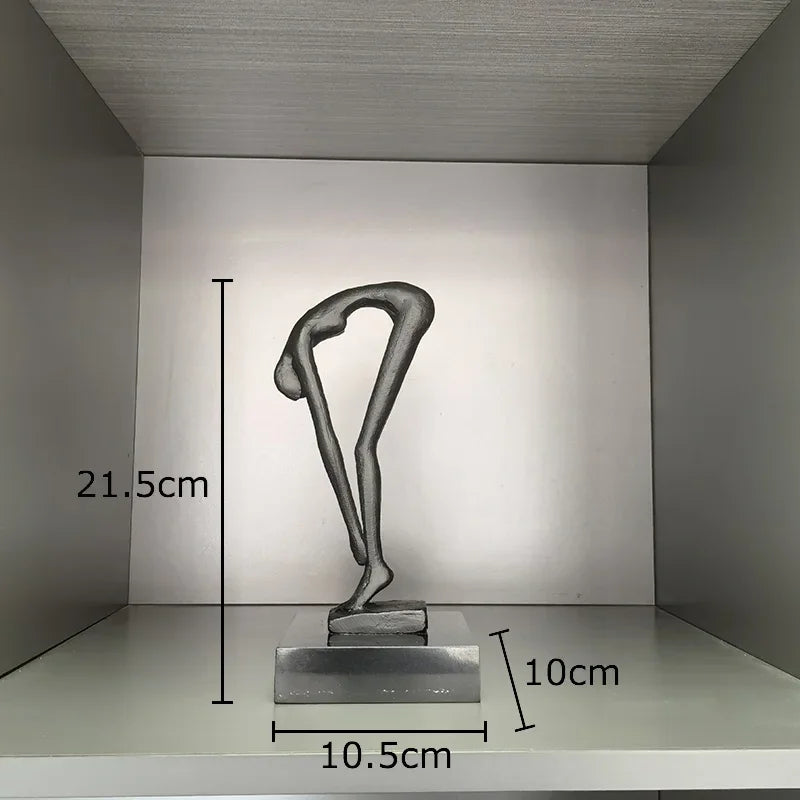 DecorBites™ Gymnast Statue Desk Ornament Metal Sculpture Room Decor