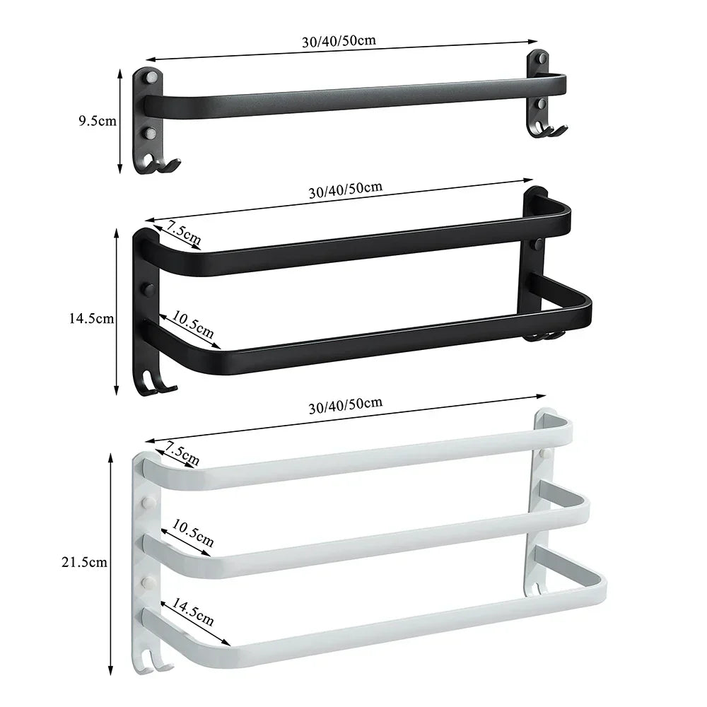 Toallero de aluminio DecorBites™ para baño con gancho, colgador de ropa de pared de varios niveles
