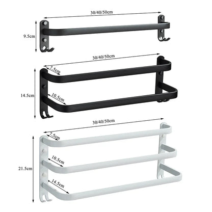 Toallero de aluminio DecorBites™ para baño con gancho, colgador de ropa de pared de varios niveles