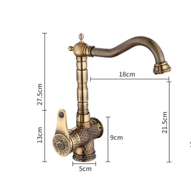 DecorBites™ Antique Bronze Bathroom Sink Faucet Deck Mounted Lavotory Faucet