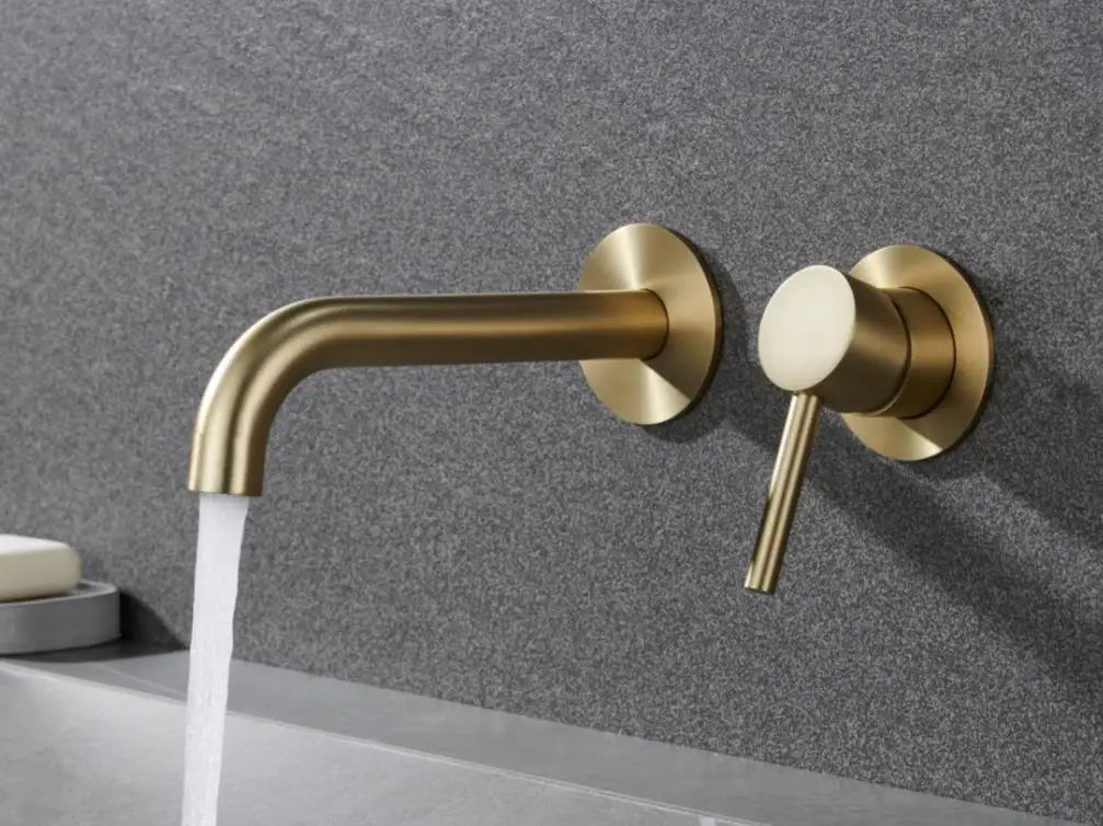 stainless steel Bathroom Faucet Mixer Sink Tap Wash Basin Matte Black gold Hot And Cold Water Wall Mount Spout Bath With Handle