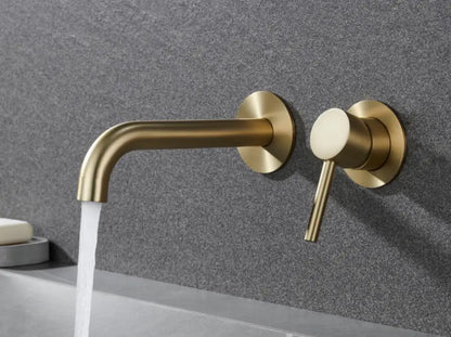 stainless steel Bathroom Faucet Mixer Sink Tap Wash Basin Matte Black gold Hot And Cold Water Wall Mount Spout Bath With Handle