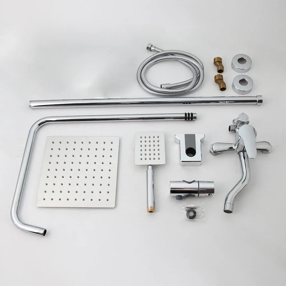 مجموعة دش الحمام DecorBites™ مقاس 8 بوصات من الكروم مع ارتفاع قابل للتعديل وصنبور محمول باليد