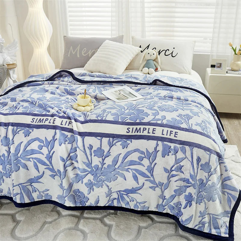 Manta de franela acogedora DecorBites™ para todas las estaciones: Cubrecama de terciopelo de doble cara, individual/doble