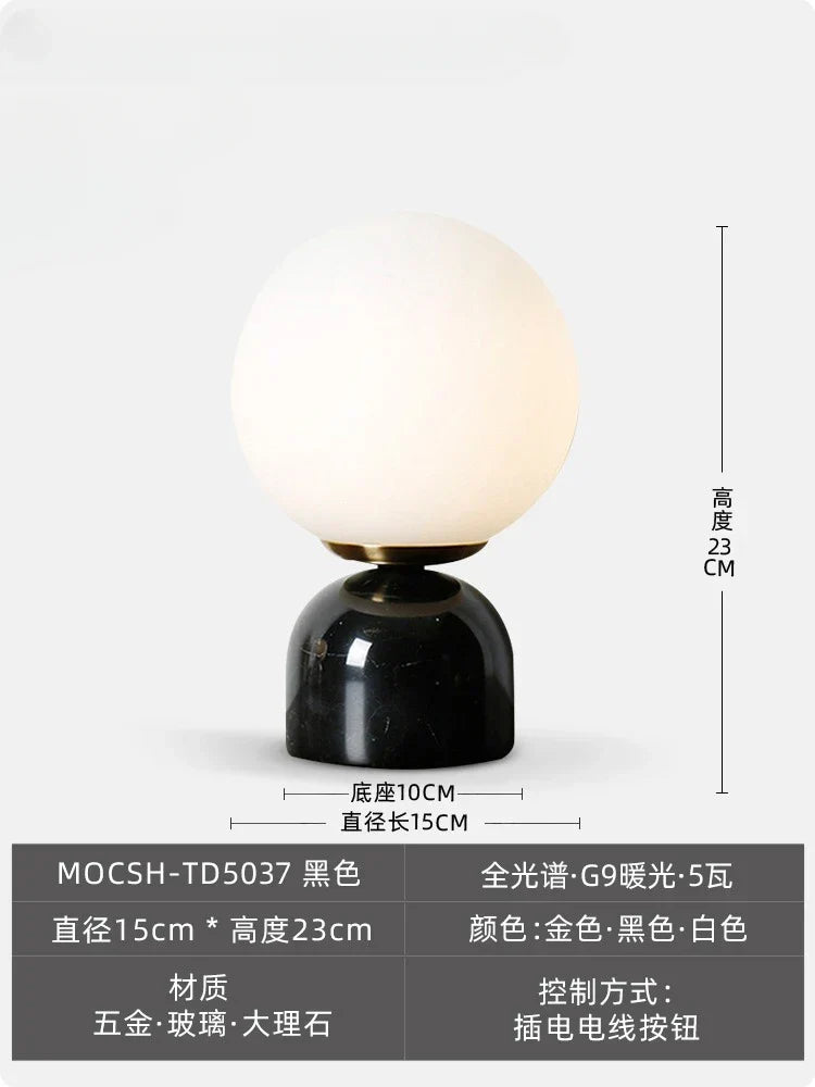 Lámpara de mesa DecorBites™ Cream Wind Marble con LED G9, diseño sencillo.