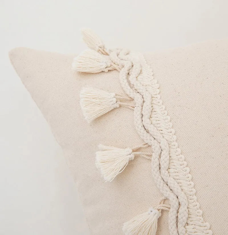 DecorBites™ Boho Macrame Woven Cushion Cover for Home Decor, Comfy Farmhouse Pillow Case