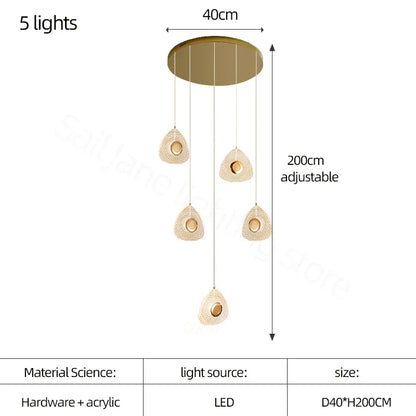 DecorBites™ Golden Acrylic LED Chandeliers for Living Room, Large & Creative Design Villa Lighting