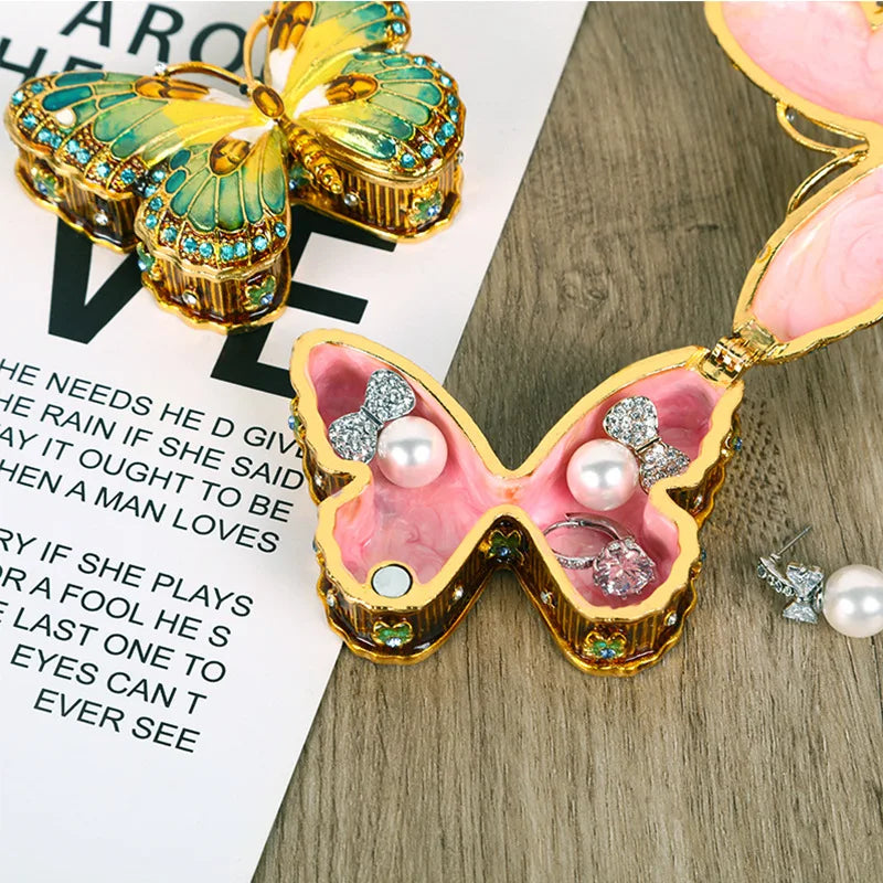 DecorBites™ Butterfly Enamel Gem Jewelry Box - Small Earring Organizer for Home Décor