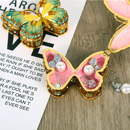 DecorBites™ Butterfly Enamel Gem Jewelry Box - Small Earring Organizer for Home Décor