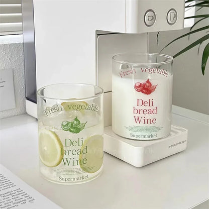 DecorBites™ Korean Glass Cups - 350ml Heat-resistant Drinking Glasses for Coffee, Tea, Milk, Beer, Water