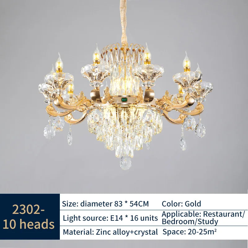 DecorBites™ Jade Crystal Chandelier: Modern European Living Room & Dining Lamp