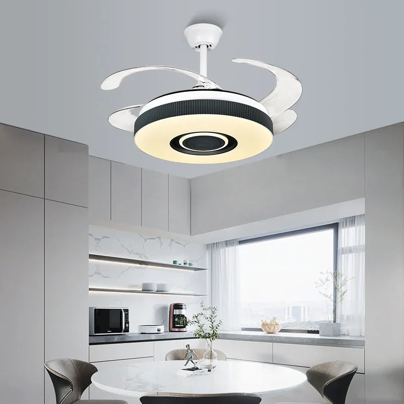 DecorBites™ Retractable Ceiling Fan Chandelier with Remote Control and Invisible LED Lights