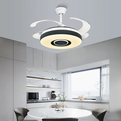 DecorBites™ Retractable Ceiling Fan Chandelier with Remote Control and Invisible LED Lights