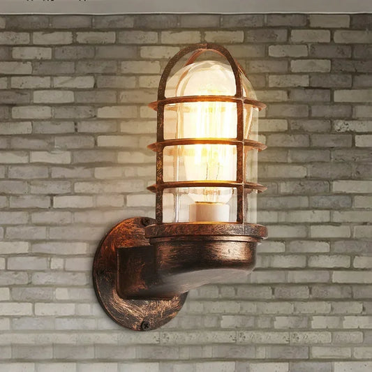 DecorBites™ Iron Cage Guard Wall Sconce Vintage Retro Industrial Loft Wall Lamp