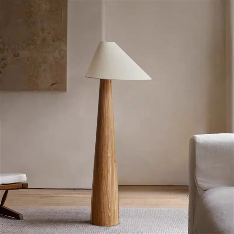 Decorbites™ Lámpara de suelo cónica de madera japonesa para dormitorio, hotel, sala de estar y sofás