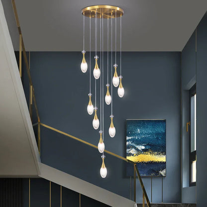 DecorBites™ LED Luxury Chandelier for Living Room Hall Dining Kitchen - Modern Double Staircase Lighting