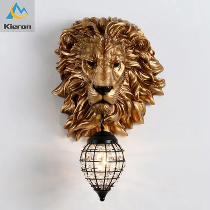 DecorBites™ Lion Head Crystal Led Wall Lamp for Bedroom, Ktv, Living Room, Resin Wall Light