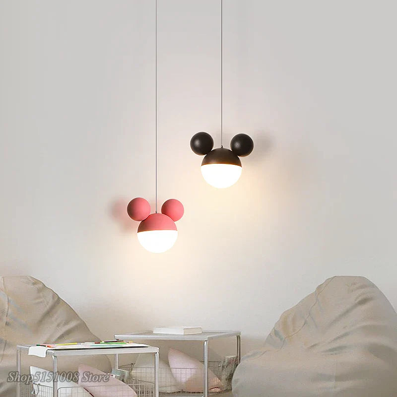 Lámpara colgante LED DecorBites™ con diseño de dibujos animados para niños, ideal para el cuidado de la vista con Mickey y la Princesa Mickey.