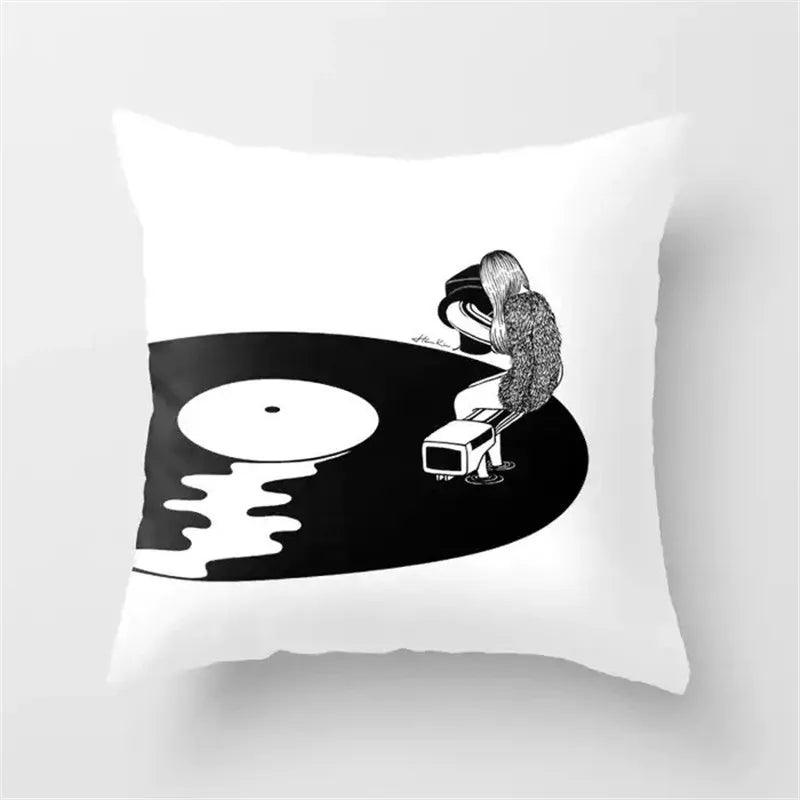 DecorBites™ Black Camera Print Retro Cushion Cover for Home Sofa Chair