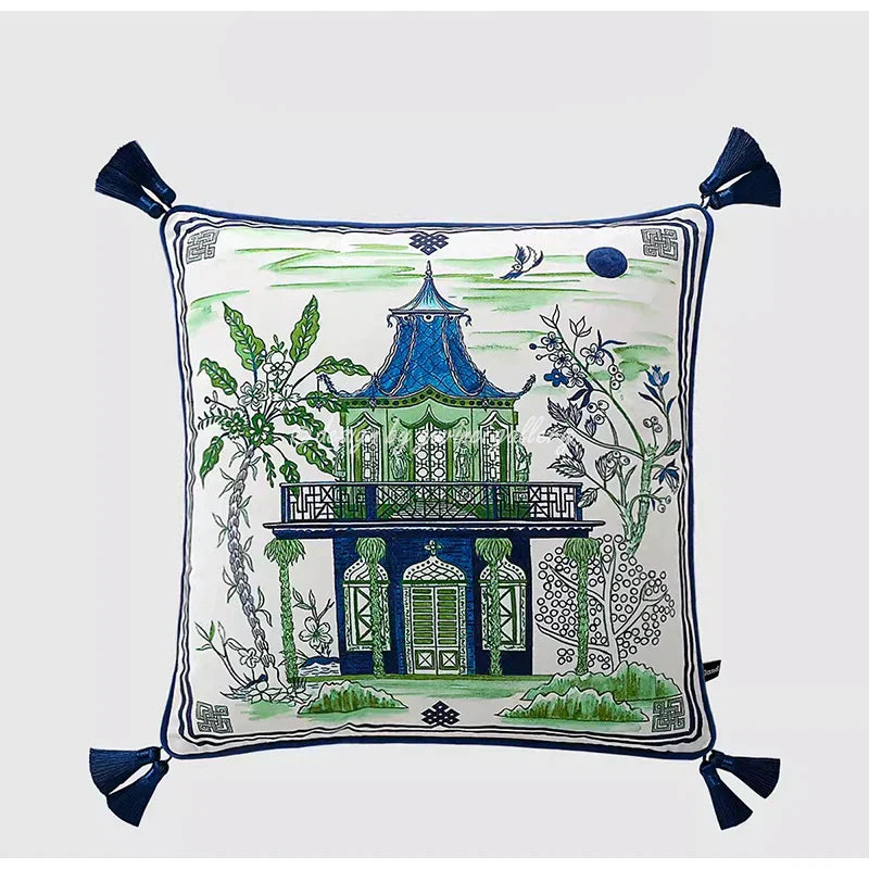 Funda de cojín de lujo DecorBites™ con diseño de grulla para cama y sofá