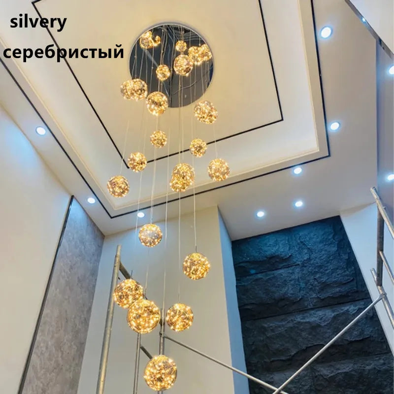 Gypsophila Glass Bubble Staircase Pendant Chandelier