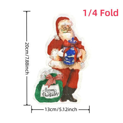 20Pcs/Bag Cartoon Die Cut Santa Claus Stocking Tree Decoupage Paper Napkins Paper Serviettes for Christmas Party Tableware Decor