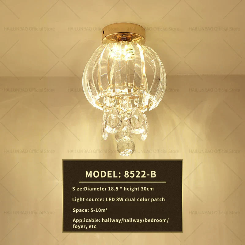 DecorBites™ Elegant Crystal Ceiling Light for Entryway, Stairs, and Hallway