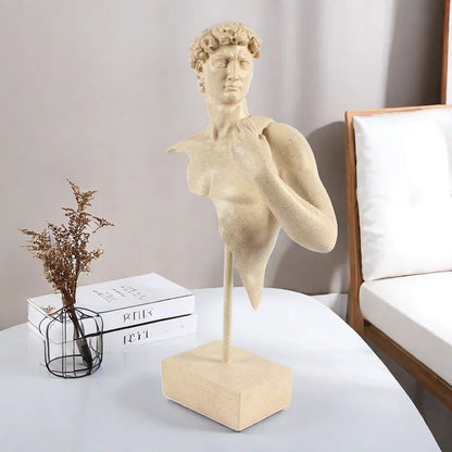 DecorBites™ David Bust Resin Sculpture | Abstract Nude Man Figurine for Room Decor