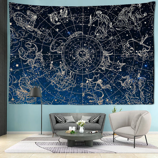 Decobites Sun Constellation Tapestry: Abstract Hippie Wall Hanging for Home Decor