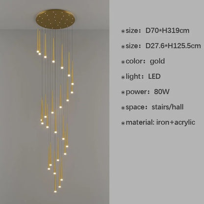 DecorBites™ LED Staircase Chandeliers: Modern Luxury for Living Room, Hall, Villa.