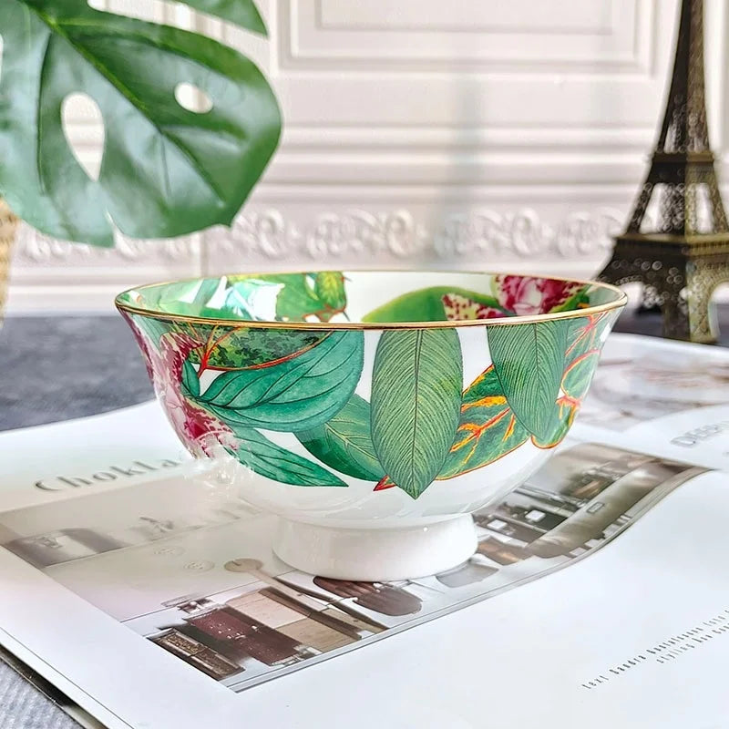 DecorBites™ Green Leaf Collection: Tableware, Plates, Coffeeware, Teaware, Saucers, Bowl, Tray