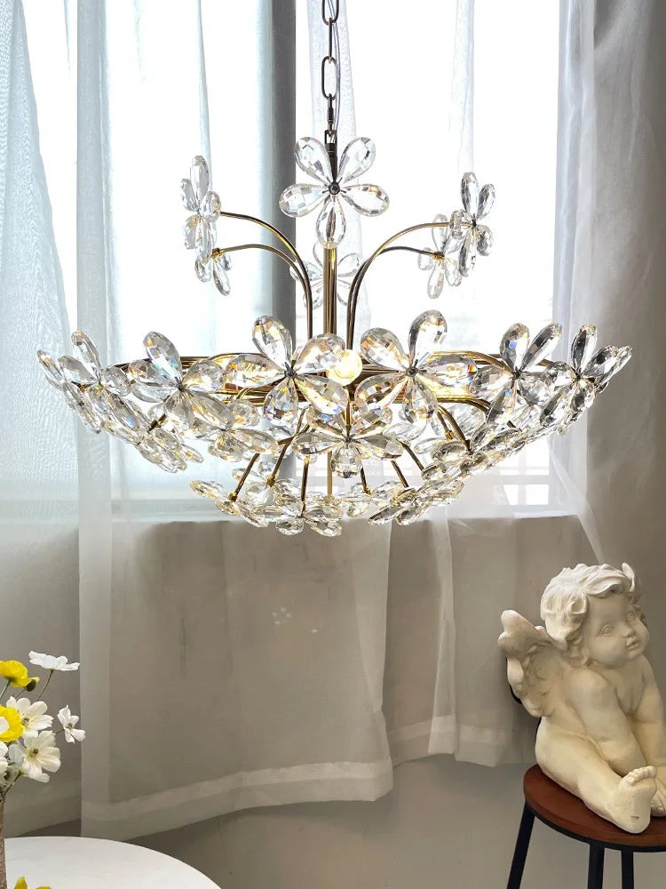 DecorBites™ Crystal Flower Pendent Chandelier: Modern Design for Living Room, Restaurant & Bedroom