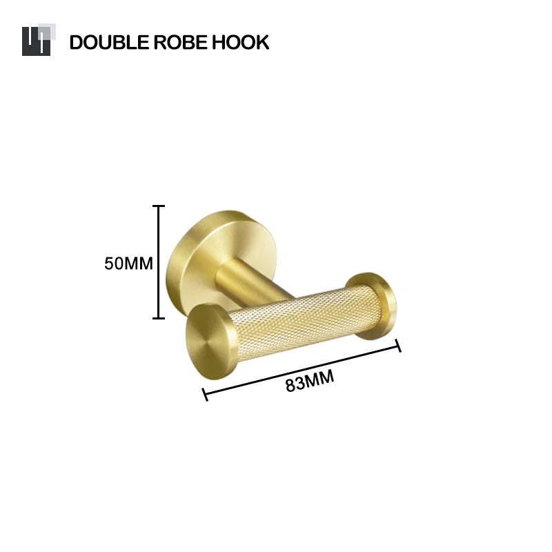 DecorBites™ Brushed Gold Bathroom Set: Towel Bar, Toilet Paper Holder, Hook - Wall Mount Kit