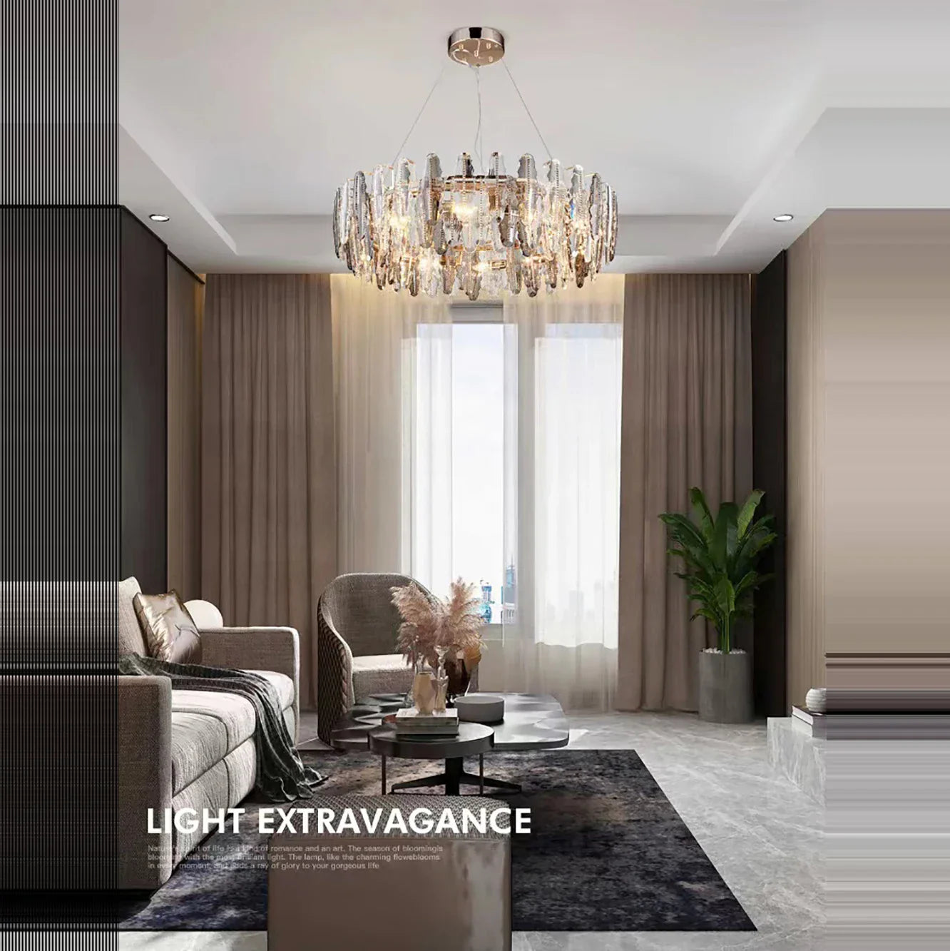 DecorBites™ LED Leaf Chandelier: Modern Living Room Decor Lighting for Duplex Rotating Stairs