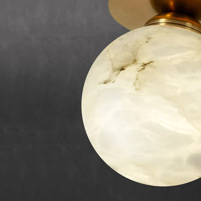DecorBites™ Golden Brass LED Marble Ball Ceiling Lamp for Restroom, Bedroom, Balcony, Aisle