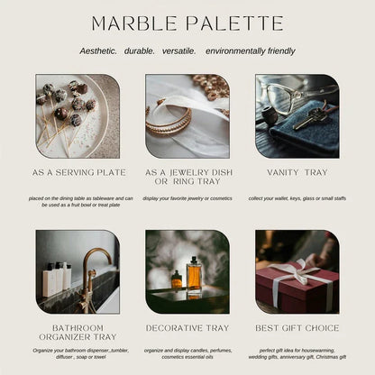 DecorBites™ Beige Travertine Marble Plate for Pastry Cheese Dessert Coffee & Bathroom Essentials