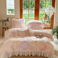 Decobites Romantic Flowers Lace Ruffles Princess Bedding Set, 1200TC Egyptian Cotton, Duvet Cover, Bed Sheet, Pillowcases