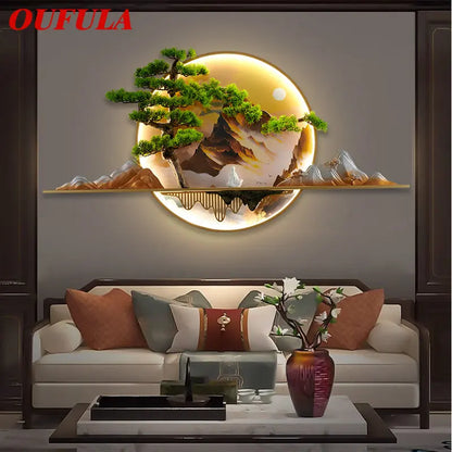 DecorBites™ Landscape LED Wall Light: Modern Chinese Mural Sconce for Home Decor