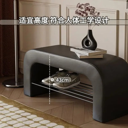 DecorBites™ Leather Shoes Changing Stool: Stylish and Functional Seating for Living Room, Bedroom.