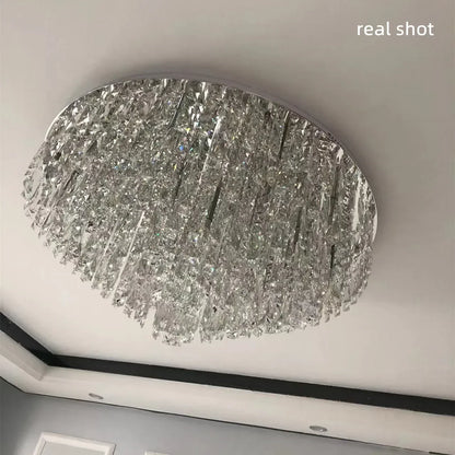 DecorBites™ Crystal Steel LED Ceiling Chandelier, Modern Art Deco Lighting Fixture