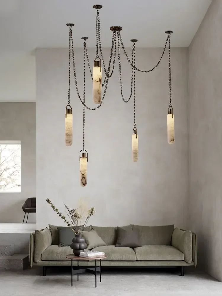 Decorbites™ Gold-Chrom-LED-Kronleuchter für Esszimmer - 2025 Marmordesign